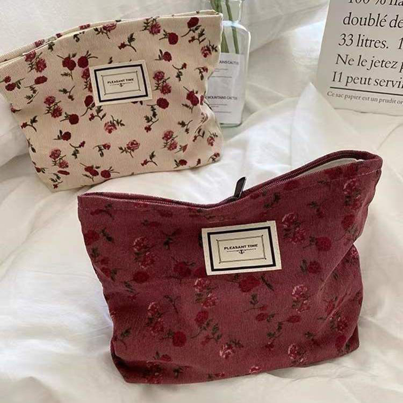 Corduroy Flower Cosmetic Bag C - đánh giá và giá Korean Skincare Routine