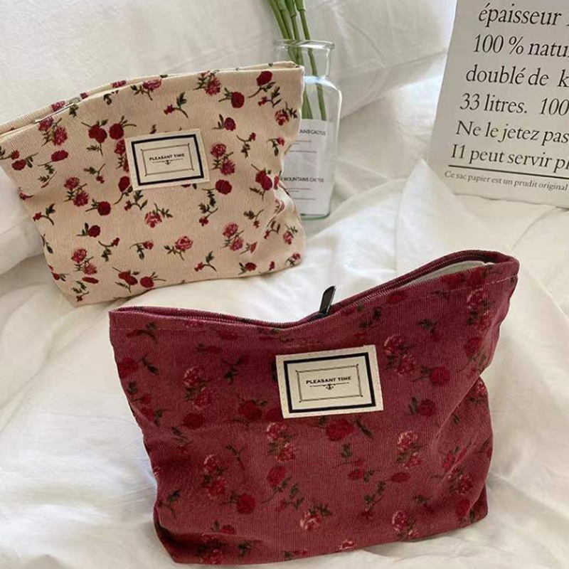 Corduroy Flower Cosmetic Bag C - đánh giá và giá Korean Skincare Routine