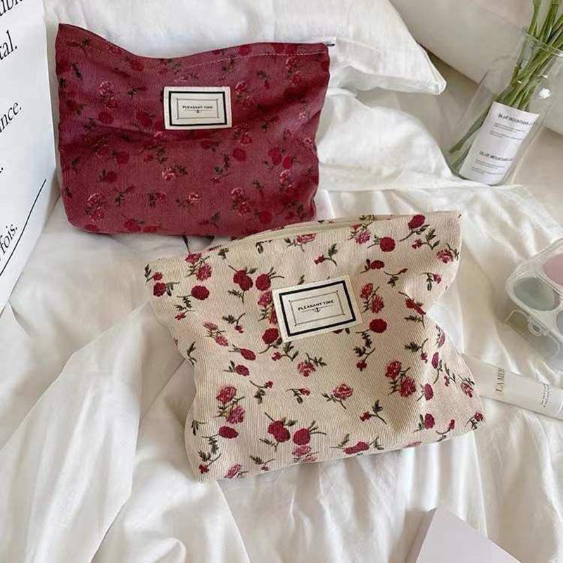 Corduroy Flower Cosmetic Bag C - đánh giá và giá Korean Skincare Routine