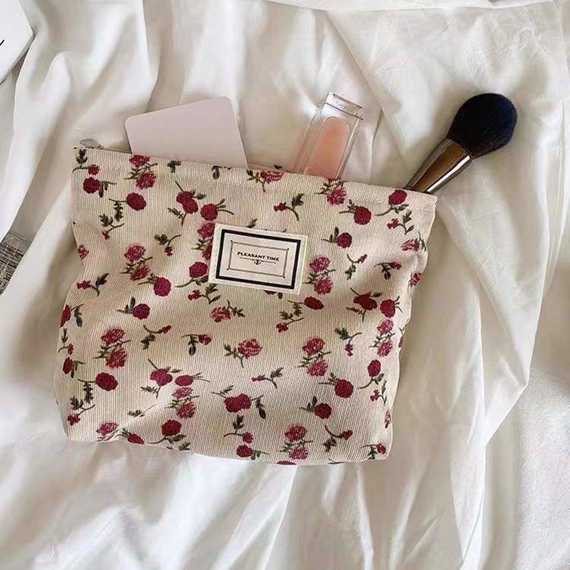 Corduroy Flower Cosmetic Bag C - đánh giá và giá Korean Skincare Routine