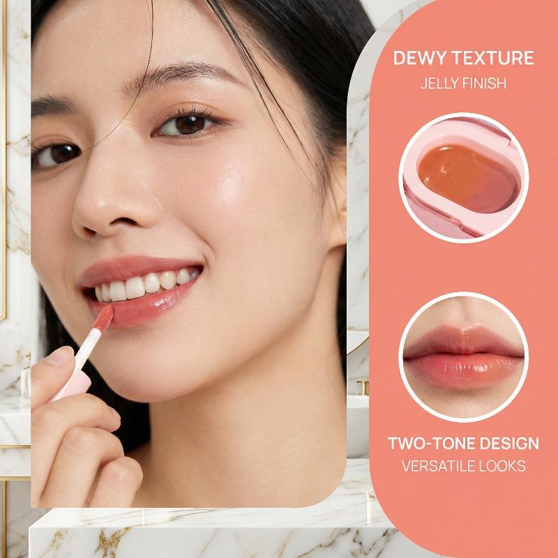 Two Tone Jelly Lip Gloss Long  - đánh giá và giá Lip Tint Korean