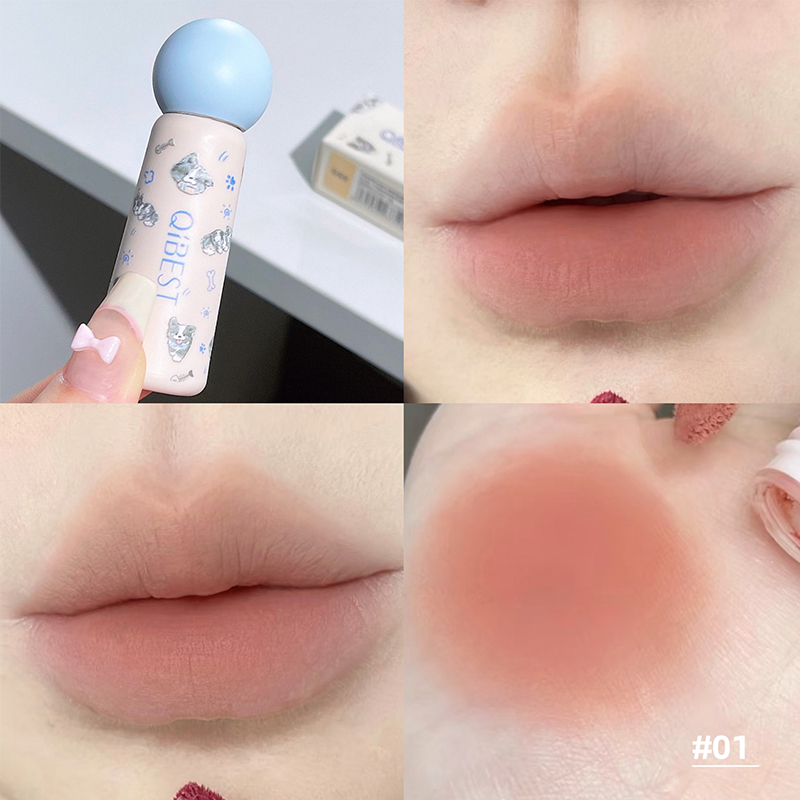 QIBEST Nude Matte Lip Mud Wate - đánh giá và giá Lip Tint Korean